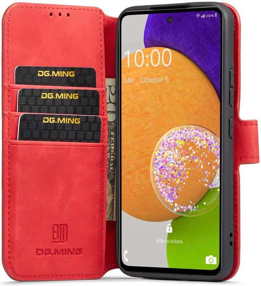 DG Ming Samsung Galaxy A53 Hoesje Retro Wallet Book Case Rood afbeelding 1