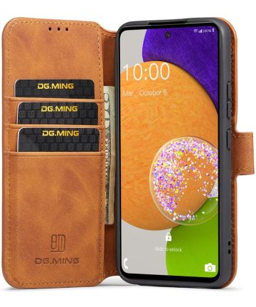 DG Ming Samsung Galaxy A53 Hoesje Retro Wallet Book Case Bruin Hoesjes