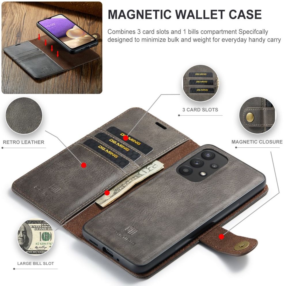 DG Ming Samsung Galaxy A33 Hoesje 2-in-1 Book Case en Back Cover Grijs afbeelding 6