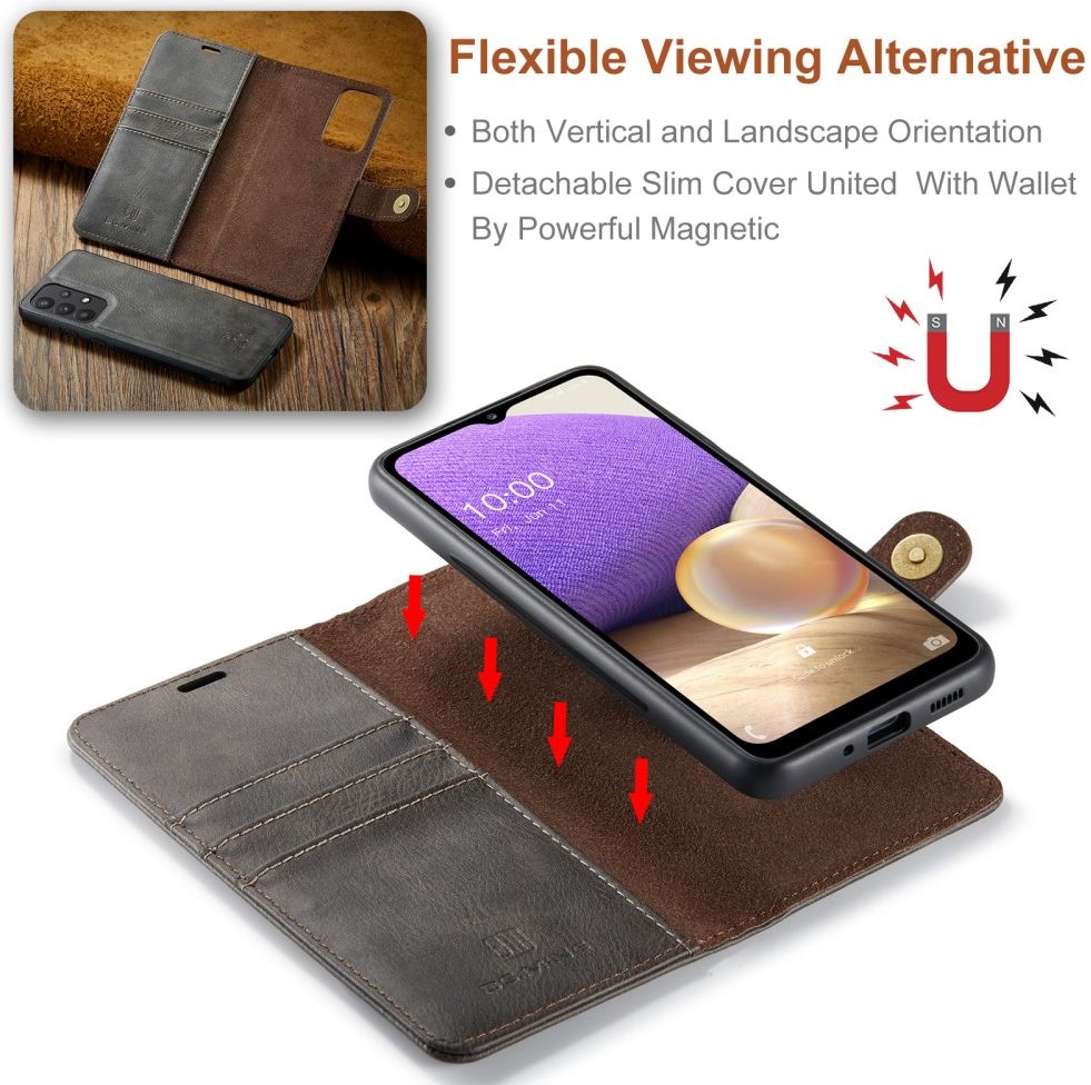 DG Ming Samsung Galaxy A33 Hoesje 2-in-1 Book Case en Back Cover Grijs afbeelding 8