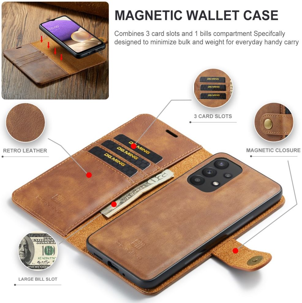 DG Ming Samsung Galaxy A33 Hoesje 2-in-1 Book Case en Back Cover Bruin afbeelding 6