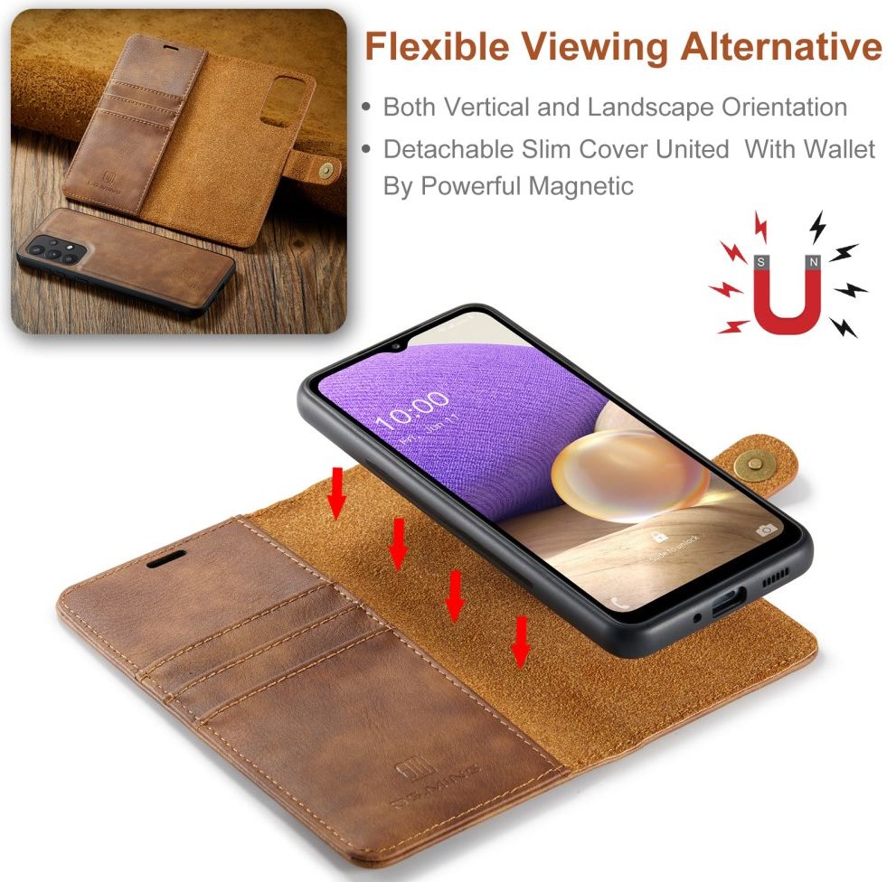 DG Ming Samsung Galaxy A33 Hoesje 2-in-1 Book Case en Back Cover Bruin afbeelding 8
