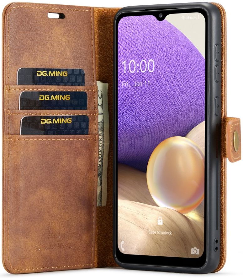DG Ming Samsung Galaxy A33 Hoesje 2-in-1 Book Case en Back Cover Bruin afbeelding 1