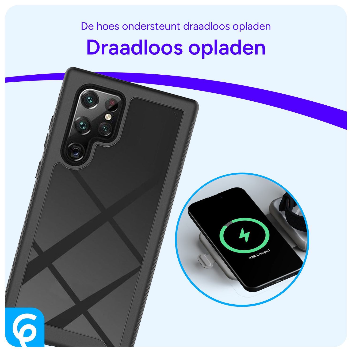 Samsung Galaxy S22 Ultra Hoesje Full Protect 360° Cover Hybride Zwart afbeelding 4