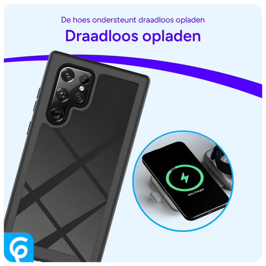 Samsung Galaxy S22 Ultra Hoesje Full Protect 360° Cover Hybride Zwart afbeelding 4