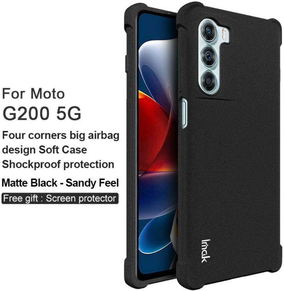 IMAK Motorola Moto G200 5G Hoesje + Screenprotector Matte Zwart afbeelding 4