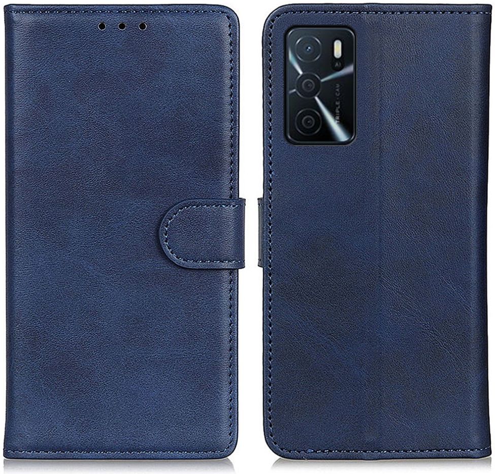 Oppo A16/A16s/A54s Hoesje Retro Wallet Book Case Kunstleer Blauw afbeelding 2
