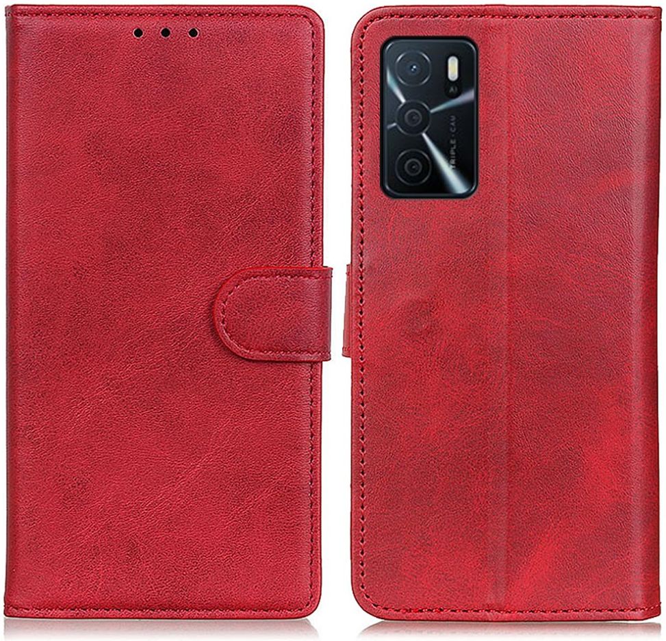 Oppo A16/A16s/A54s Hoesje Retro Wallet Book Case Kunstleer Rood afbeelding 2