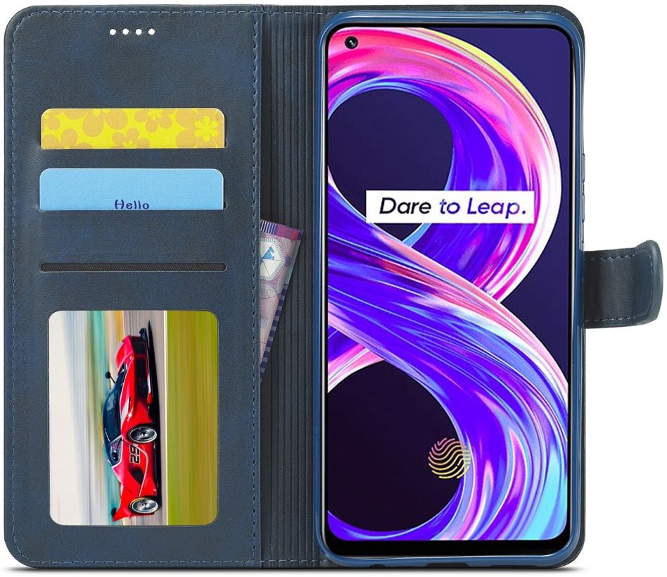 LC.IMEEKE Realme 8i Hoesje Book Case Kunst Leer Blauw afbeelding 3