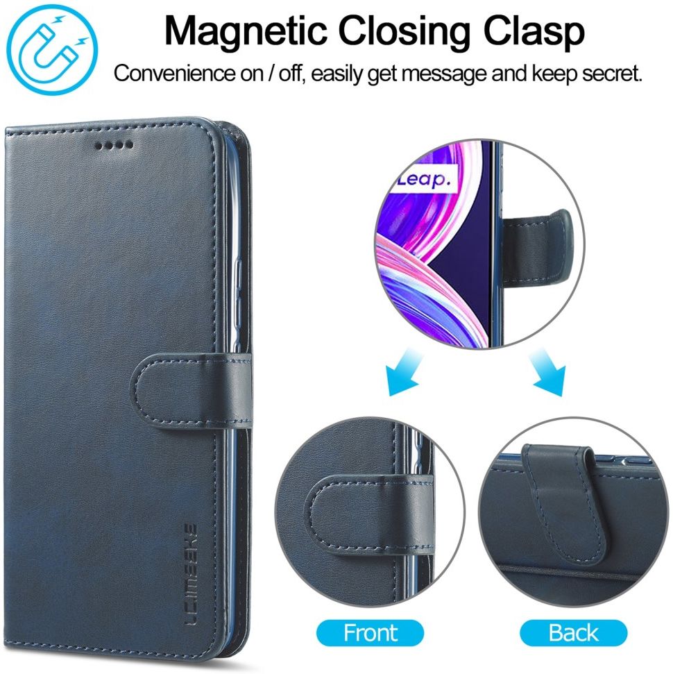 LC.IMEEKE Realme 8i Hoesje Book Case Kunst Leer Blauw afbeelding 5