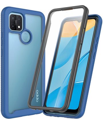 Oppo A15 Hoesje Full Protect 360° Cover Hybride Blauw Hoesjes