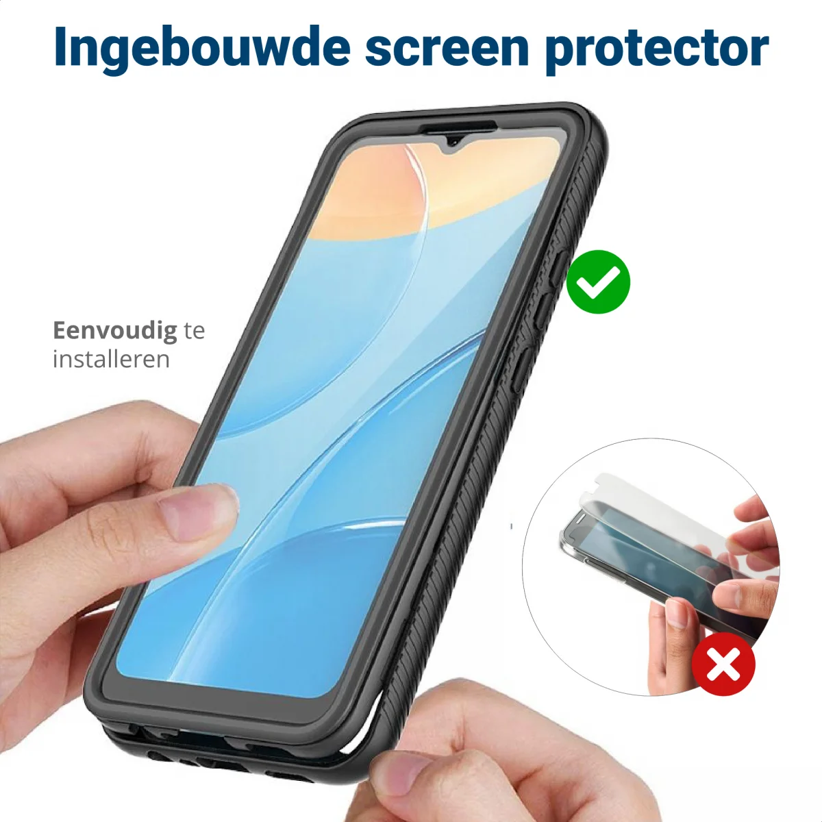 Oppo A15 Hoesje Full Protect 360° Cover Hybride Zwart afbeelding 4