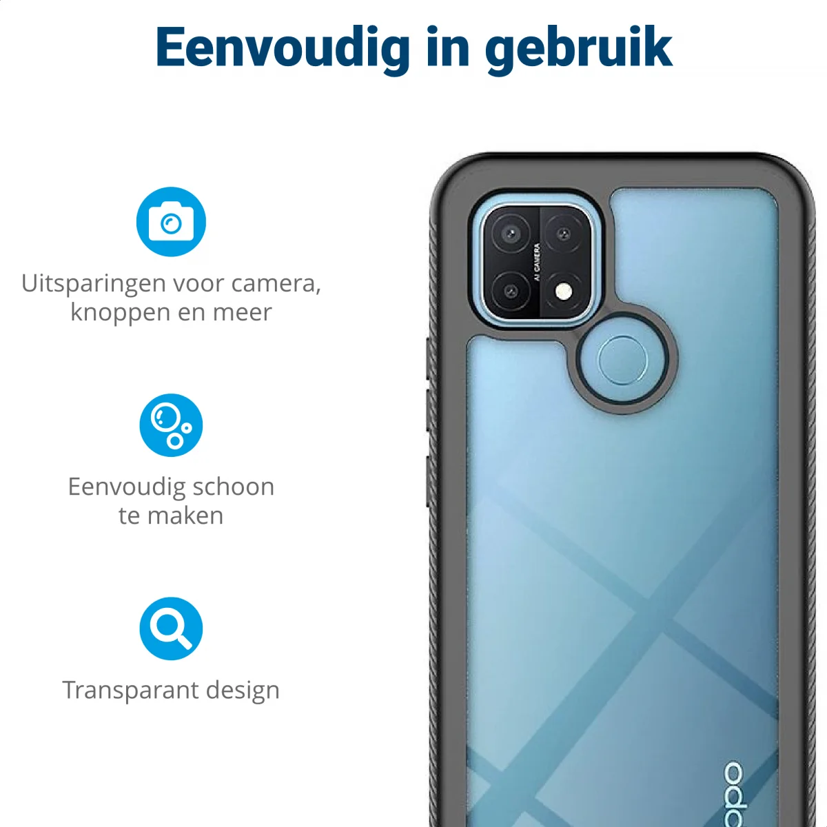 Oppo A15 Hoesje Full Protect 360° Cover Hybride Zwart afbeelding 5