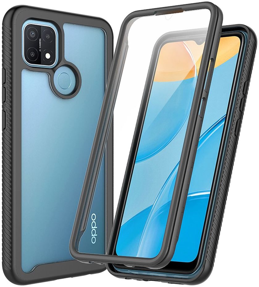 Oppo A15 Hoesje Full Protect 360° Cover Hybride Zwart afbeelding 1