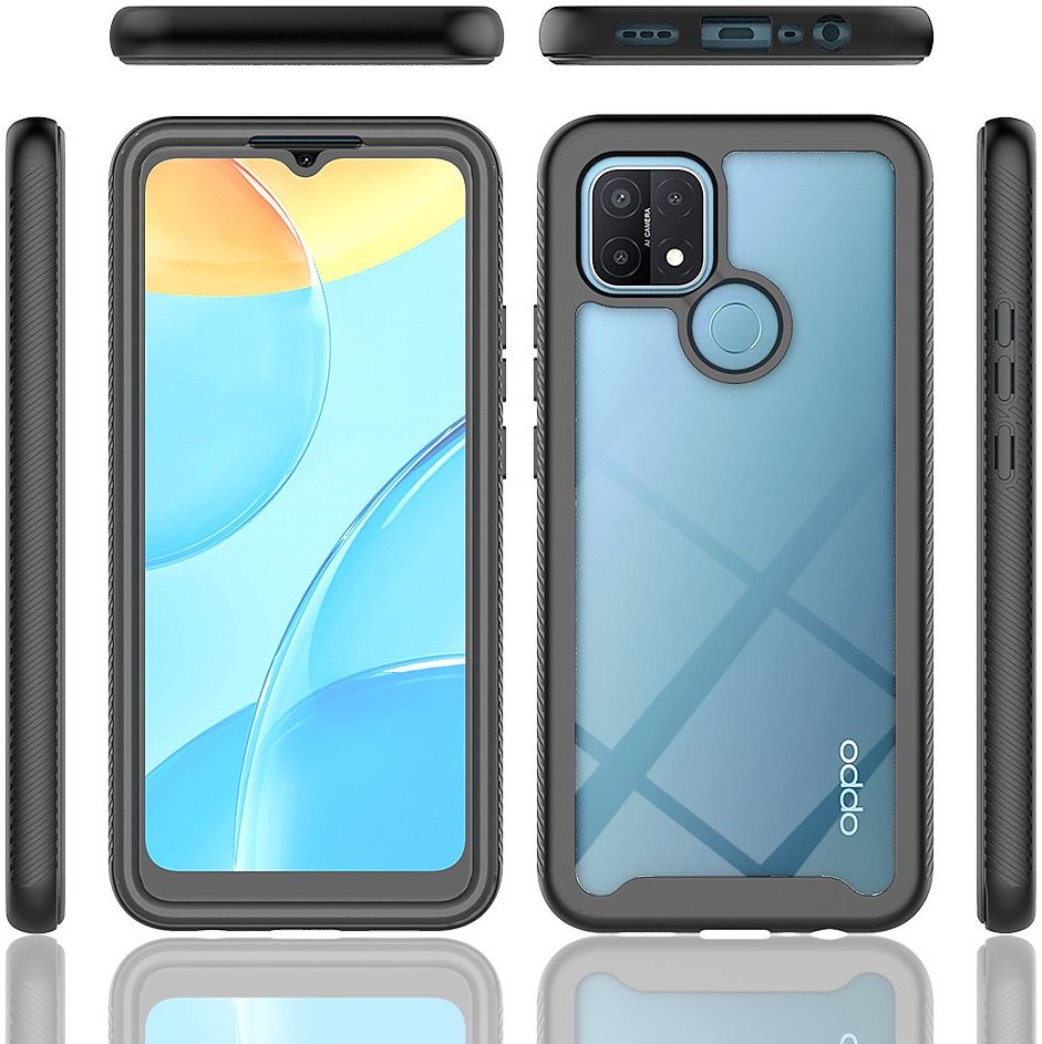 Oppo A15 Hoesje Full Protect 360° Cover Hybride Zwart afbeelding 7