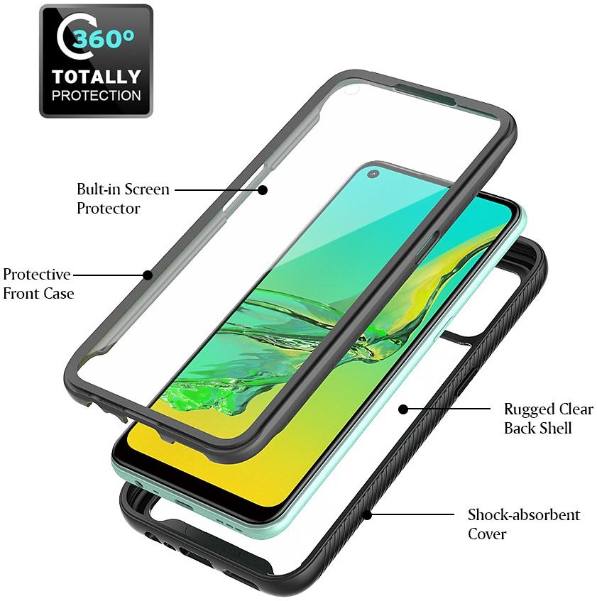 Oppo A53 / A53s Hoesje Full Protect 360° Cover Hybride Zwart afbeelding 6