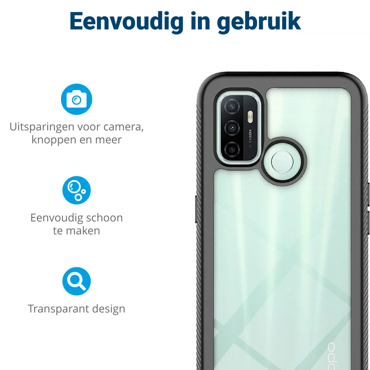 Oppo A53 / A53s Hoesje Full Protect 360° Cover Hybride Zwart afbeelding 4