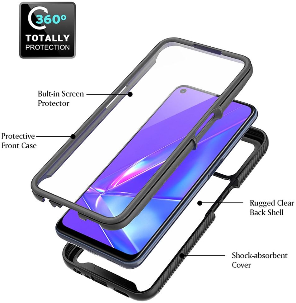 Oppo A52 / A72 Hoesje Full Protect 360° Cover Hybride Blauw afbeelding 6