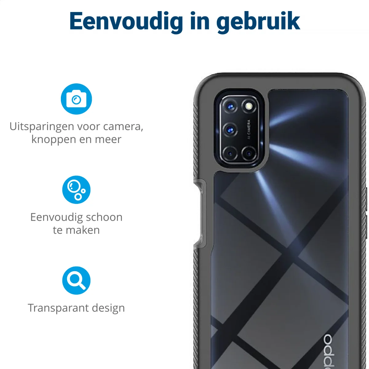 Oppo A52 / A72 Hoesje Full Protect 360° Cover Hybride Blauw afbeelding 4