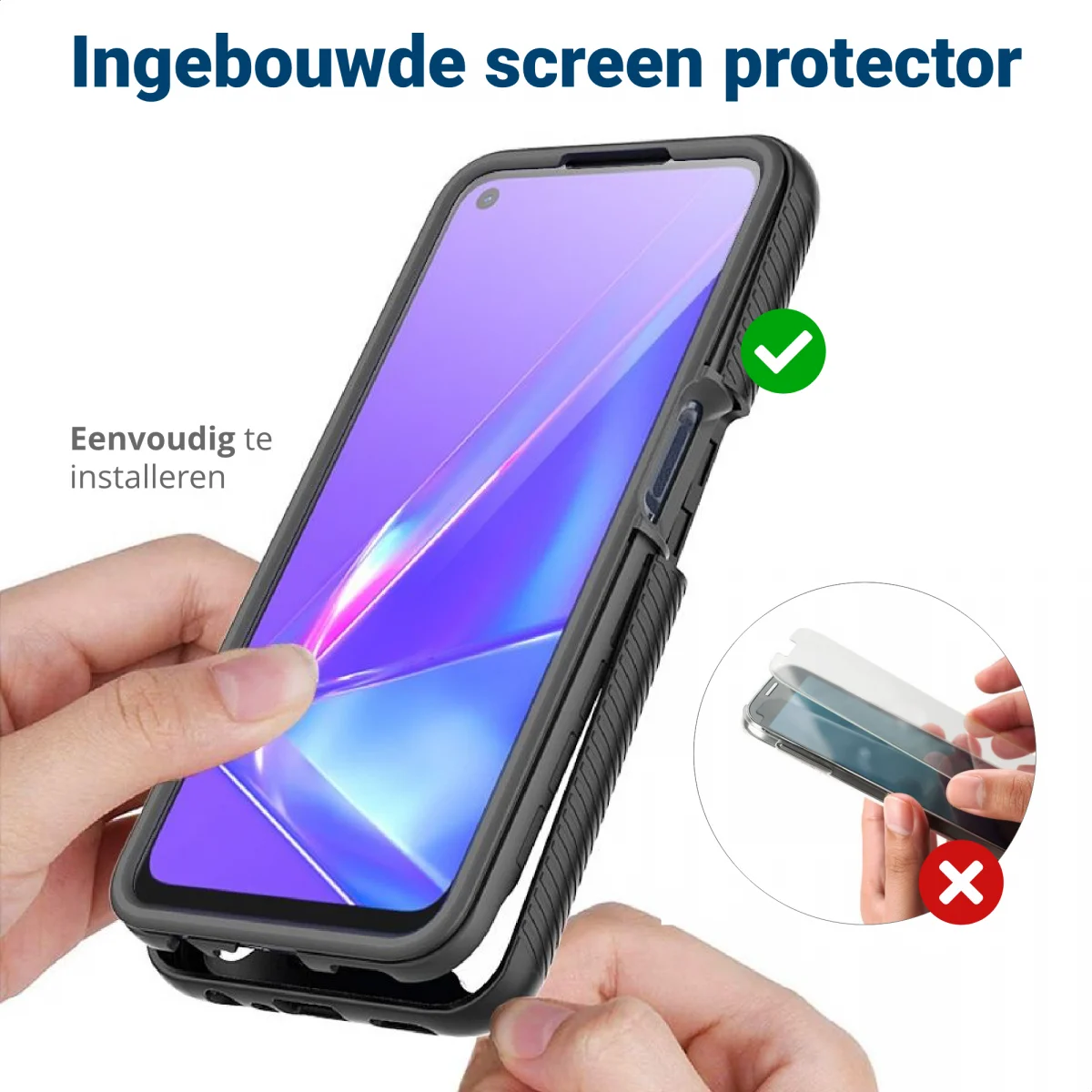 Oppo A52 / A72 Hoesje Full Protect 360° Cover Hybride Blauw afbeelding 5