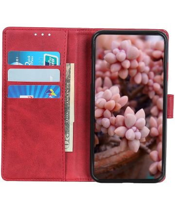 OnePlus 10 Pro Hoesje Portemonnee Book Case Kunstleer Rood Hoesjes