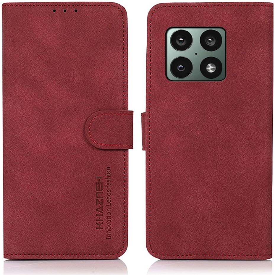 KHAZNEH OnePlus 10 Pro Hoesje Vintage Wallet Book Case Rood afbeelding 2