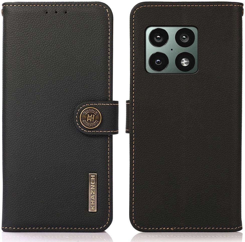 KHAZNEH OnePlus 10 Pro Hoesje RFID Book Case Echt Leer Zwart afbeelding 7