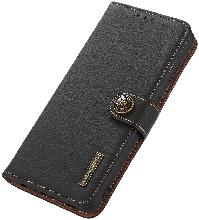 KHAZNEH OnePlus 10 Pro Hoesje RFID Book Case Echt Leer Zwart afbeelding 4