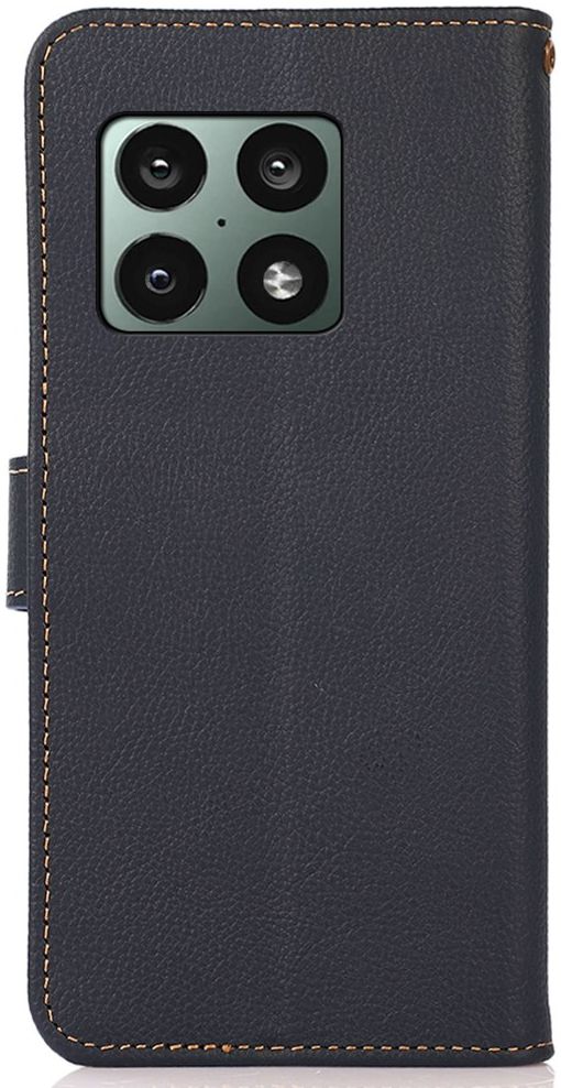 KHAZNEH OnePlus 10 Pro Hoesje RFID Book Case Echt Leer Blauw afbeelding 3