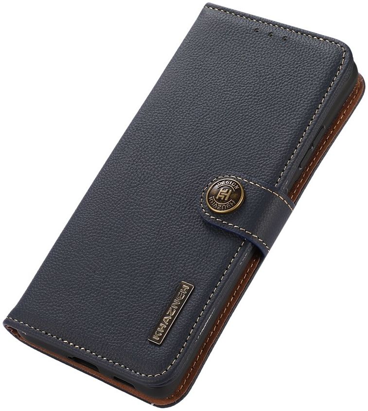 KHAZNEH OnePlus 10 Pro Hoesje RFID Book Case Echt Leer Blauw afbeelding 6