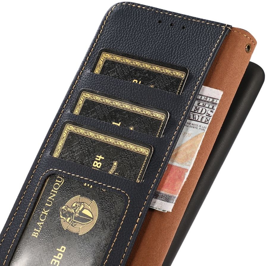 KHAZNEH OnePlus 10 Pro Hoesje RFID Book Case Echt Leer Blauw afbeelding 7