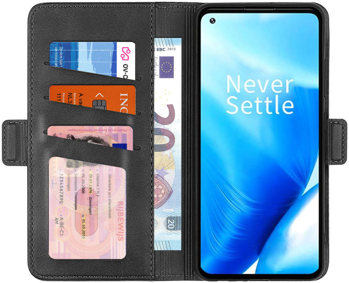 Oppo Reno 8 Lite Hoesje Portemonnee Book Case Kunstleer Zwart afbeelding 1