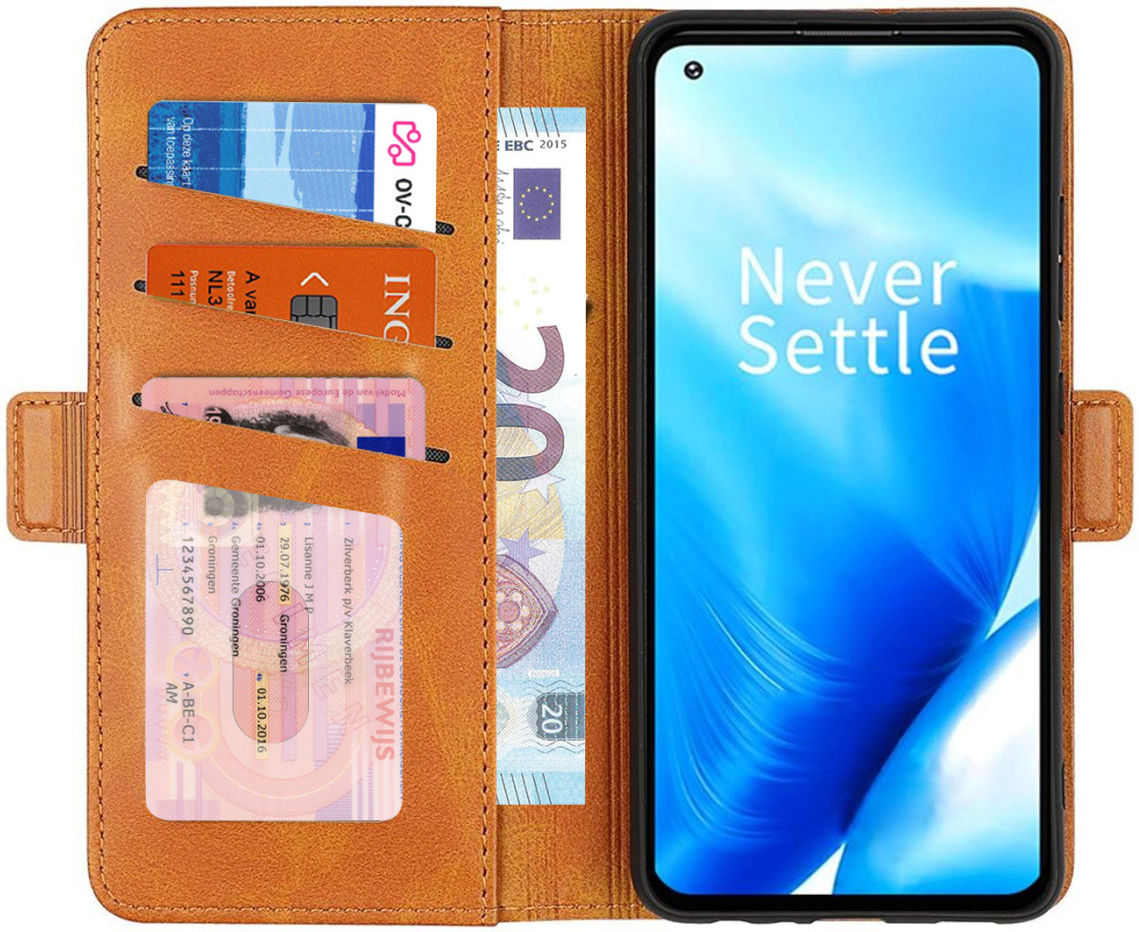 Oppo Reno 8 Lite Hoesje Portemonnee Book Case Kunstleer Bruin afbeelding 1