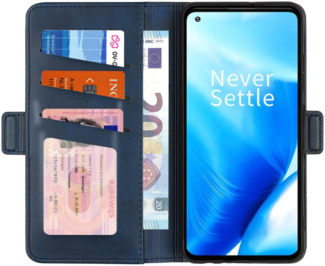 Oppo Reno 8 Lite Hoesje Portemonnee Book Case Kunstleer Blauw afbeelding 1
