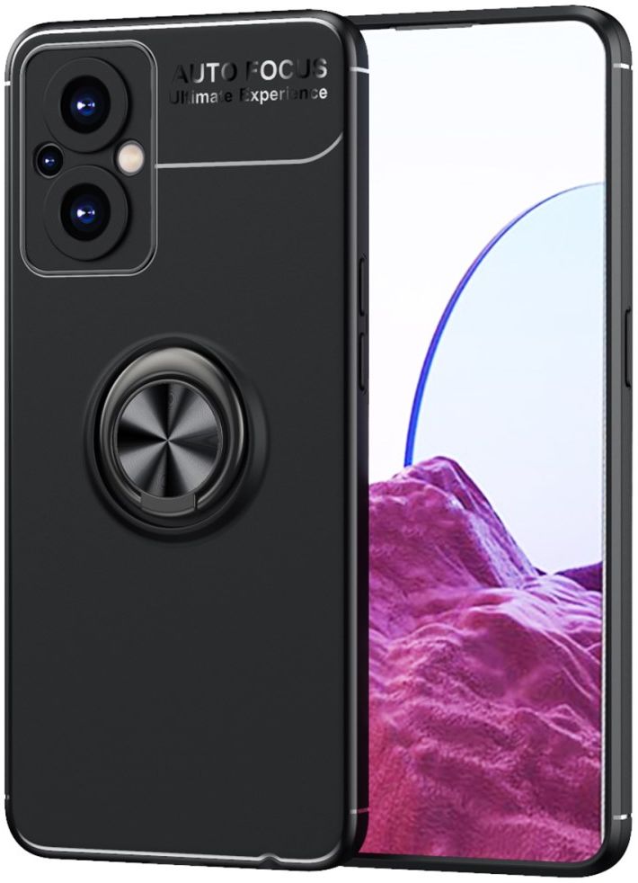 Oppo Reno 8 Lite Hoesje Magnetische Ring Kickstand Zwart afbeelding 1