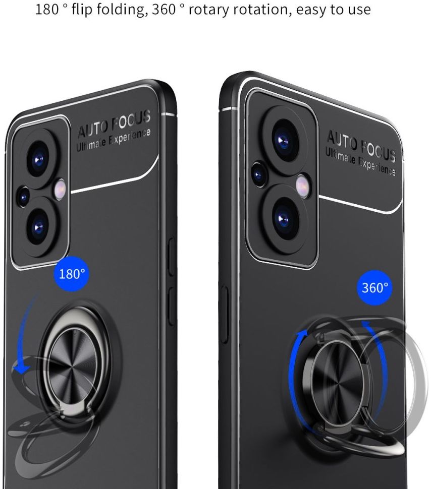 Oppo Reno 8 Lite Hoesje Magnetische Ring Kickstand Zwart afbeelding 10