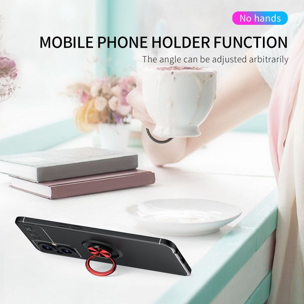 Oppo Reno 8 Lite Hoesje Magnetische Ring Kickstand Zwart afbeelding 4