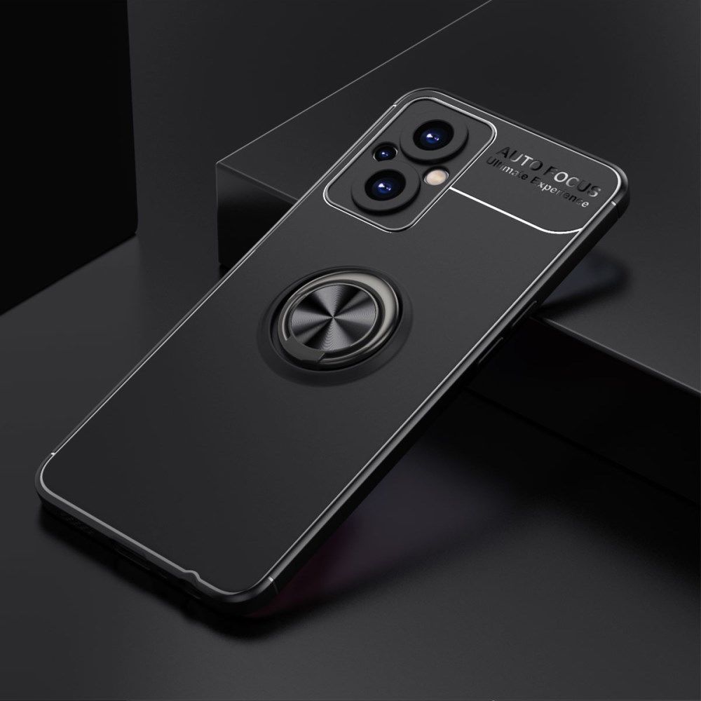 Oppo Reno 8 Lite Hoesje Magnetische Ring Kickstand Zwart afbeelding 2