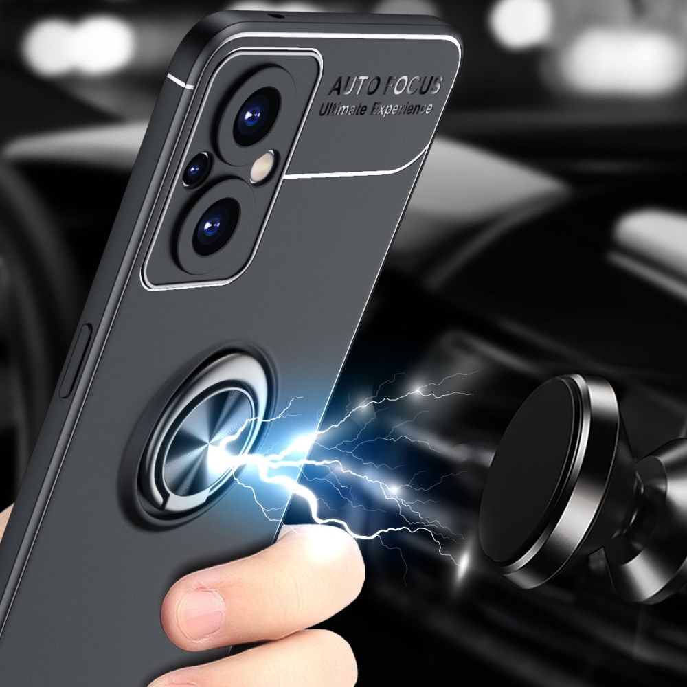 Oppo Reno 8 Lite Hoesje Magnetische Ring Kickstand Zwart afbeelding 6