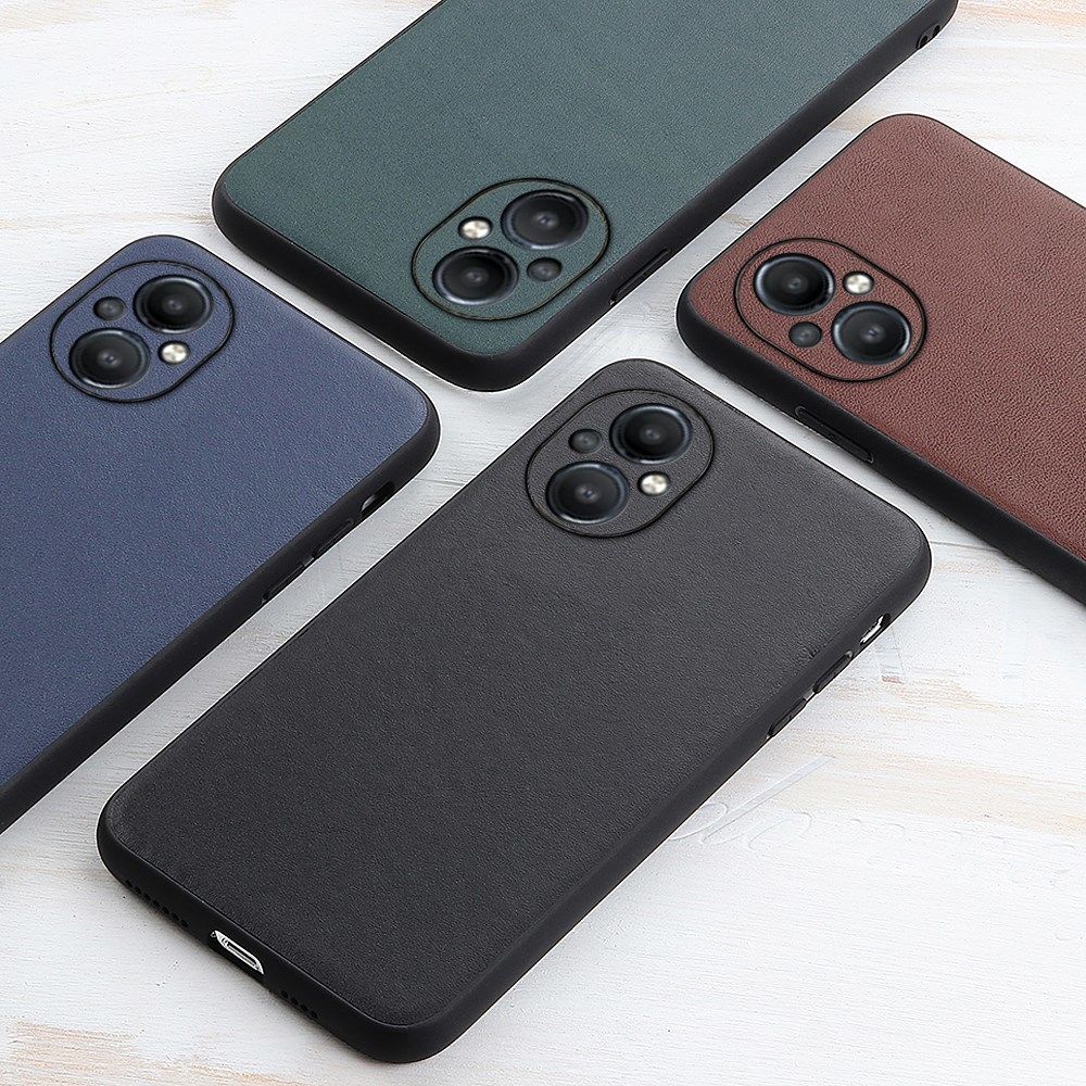 Oppo Reno 8 Lite Hoesje Back Cover Echt Leer Bruin afbeelding 4