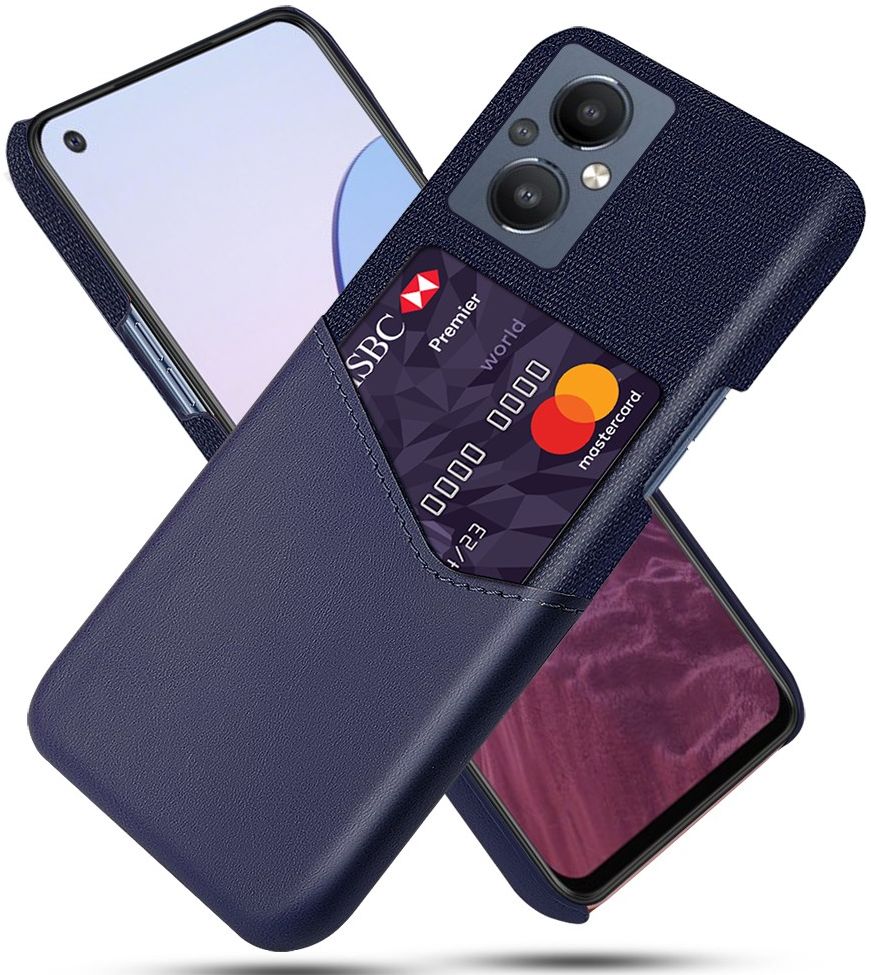 Oppo Reno 8 Lite Hoesje Back Cover met Kaarthouder Blauw afbeelding 1
