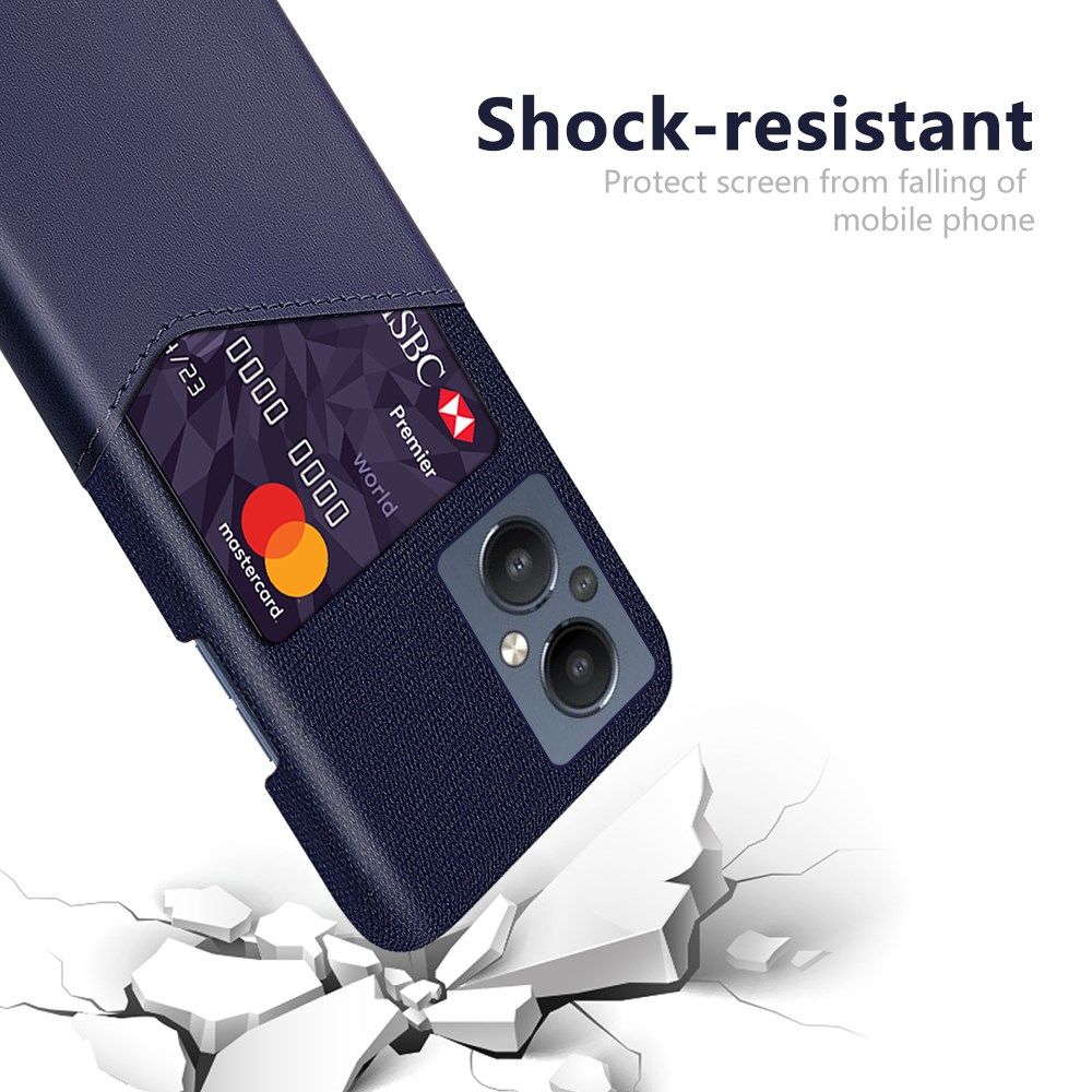 Oppo Reno 8 Lite Hoesje Back Cover met Kaarthouder Blauw afbeelding 4