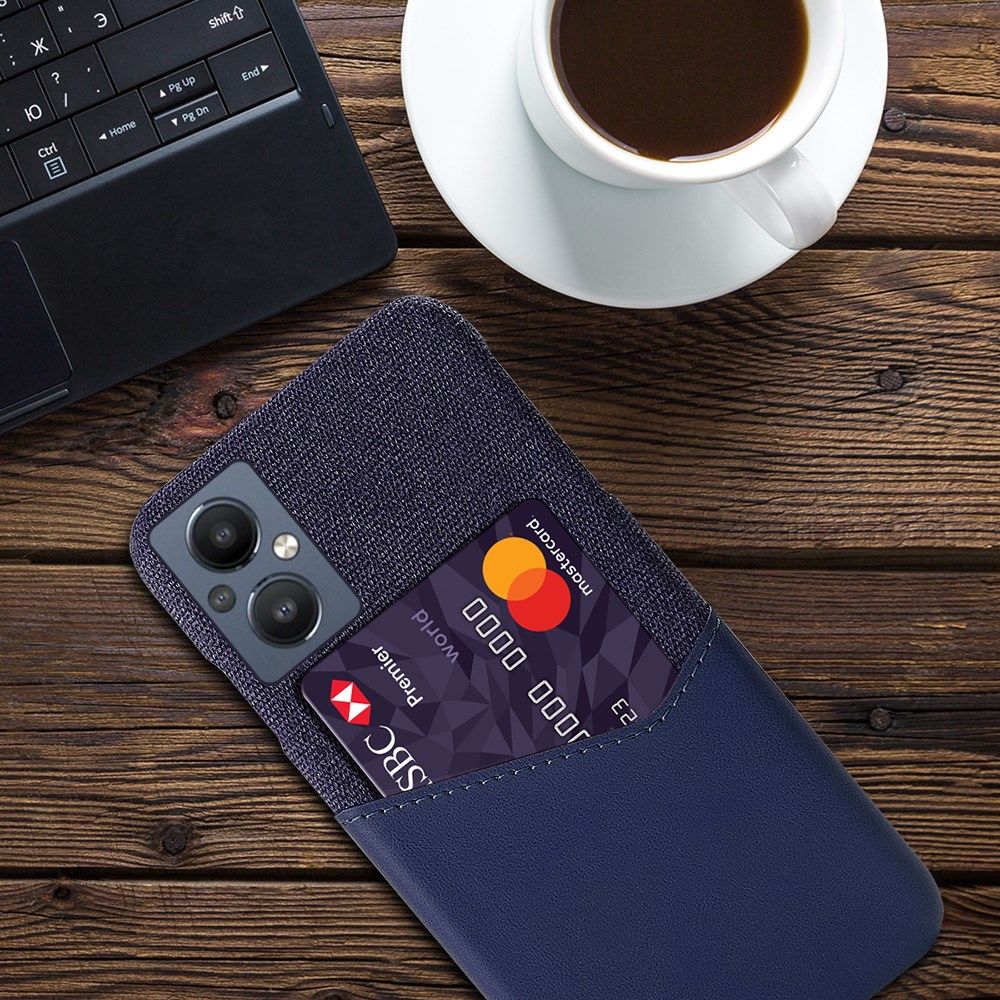 Oppo Reno 8 Lite Hoesje Back Cover met Kaarthouder Blauw afbeelding 2