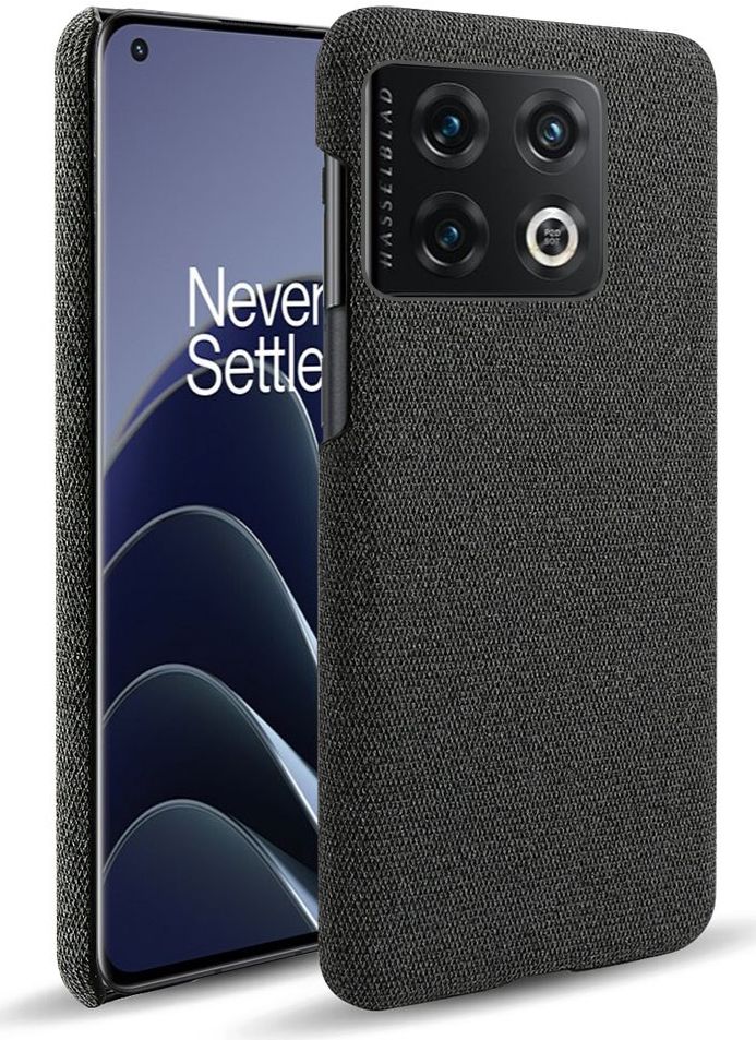 OnePlus 10 Pro Hoesje Hard Plastic met Stoffen Afwerking Zwart afbeelding 1