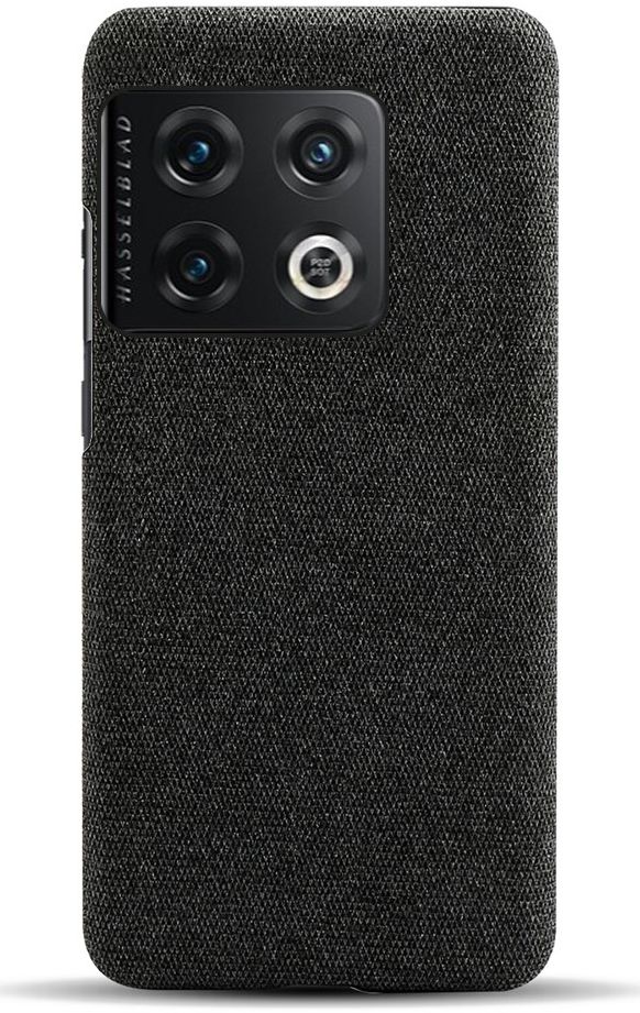OnePlus 10 Pro Hoesje Hard Plastic met Stoffen Afwerking Zwart afbeelding 2