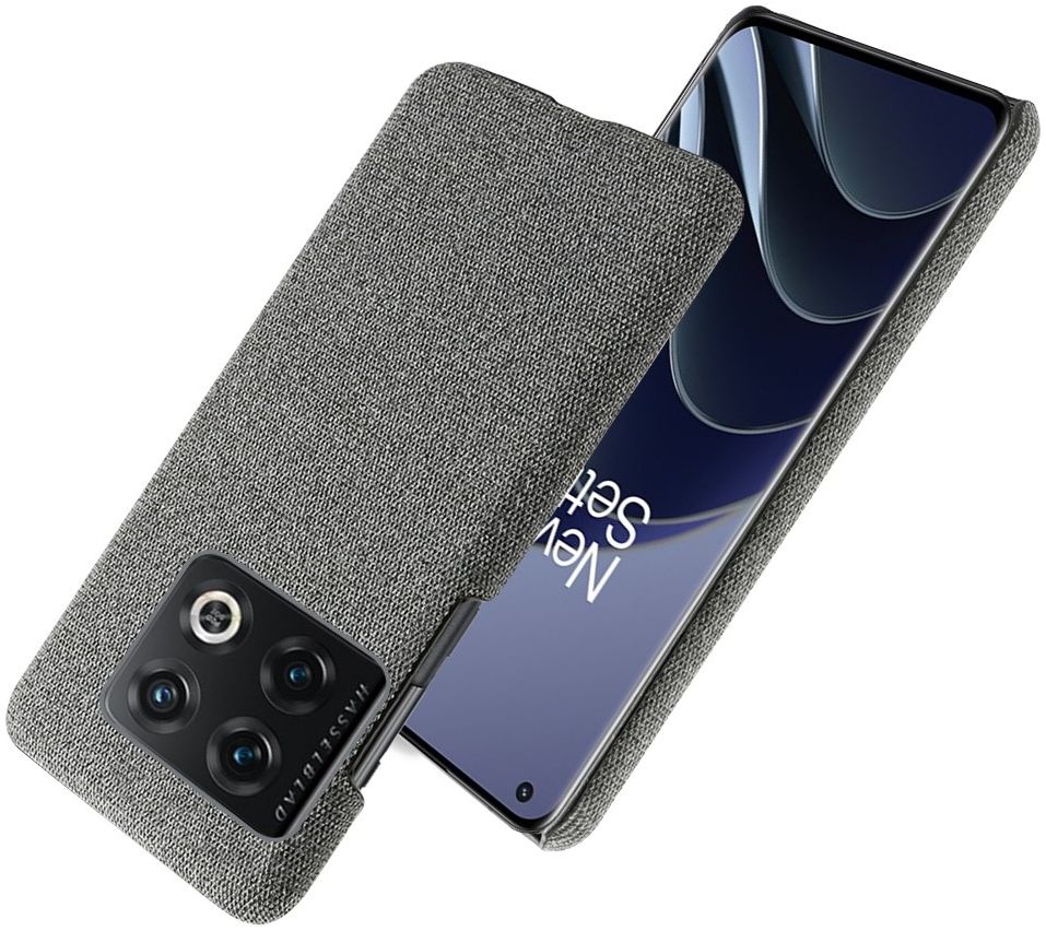 OnePlus 10 Pro Hoesje Hard Plastic met Stoffen Afwerking Grijs afbeelding 3