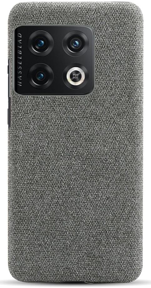 OnePlus 10 Pro Hoesje Hard Plastic met Stoffen Afwerking Grijs afbeelding 2