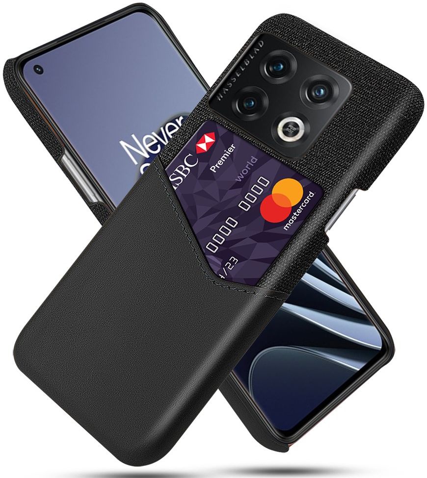 OnePlus 10 Pro Hoesje Back Cover met Kaarthouder Zwart afbeelding 1