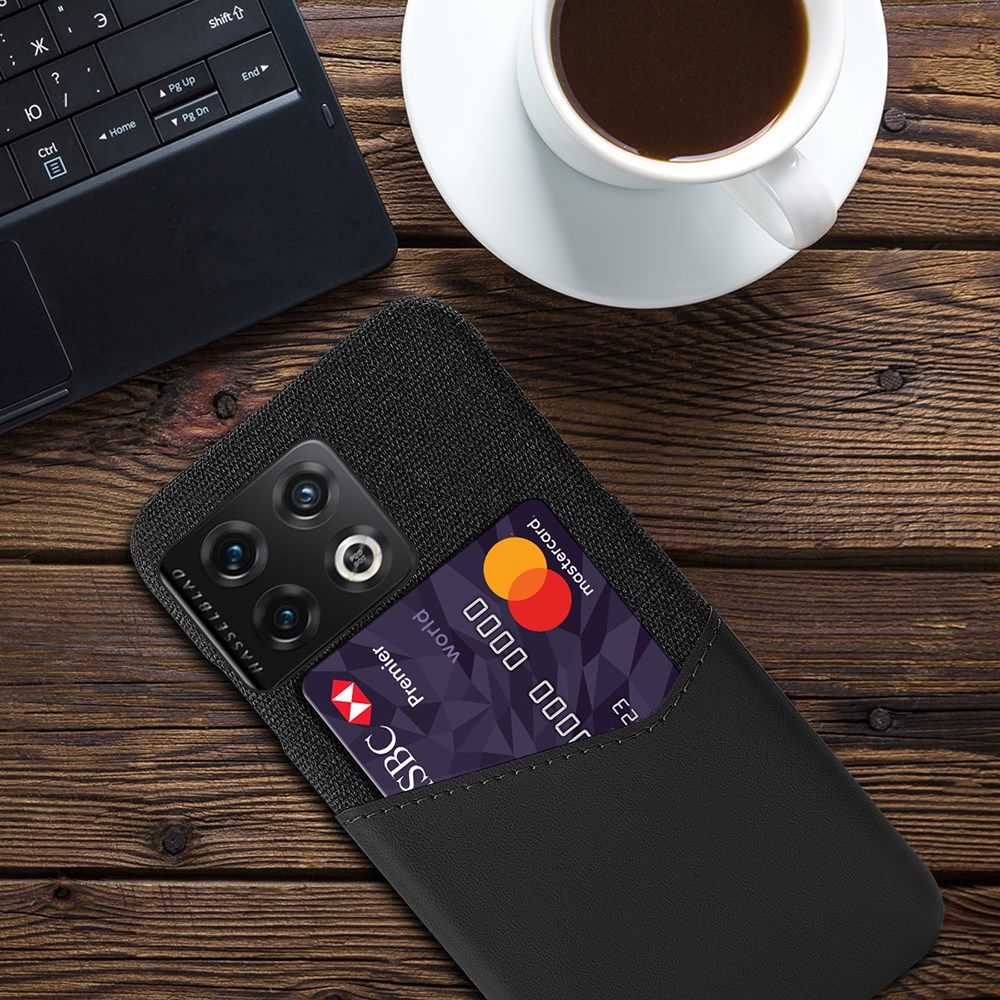 OnePlus 10 Pro Hoesje Back Cover met Kaarthouder Zwart afbeelding 4