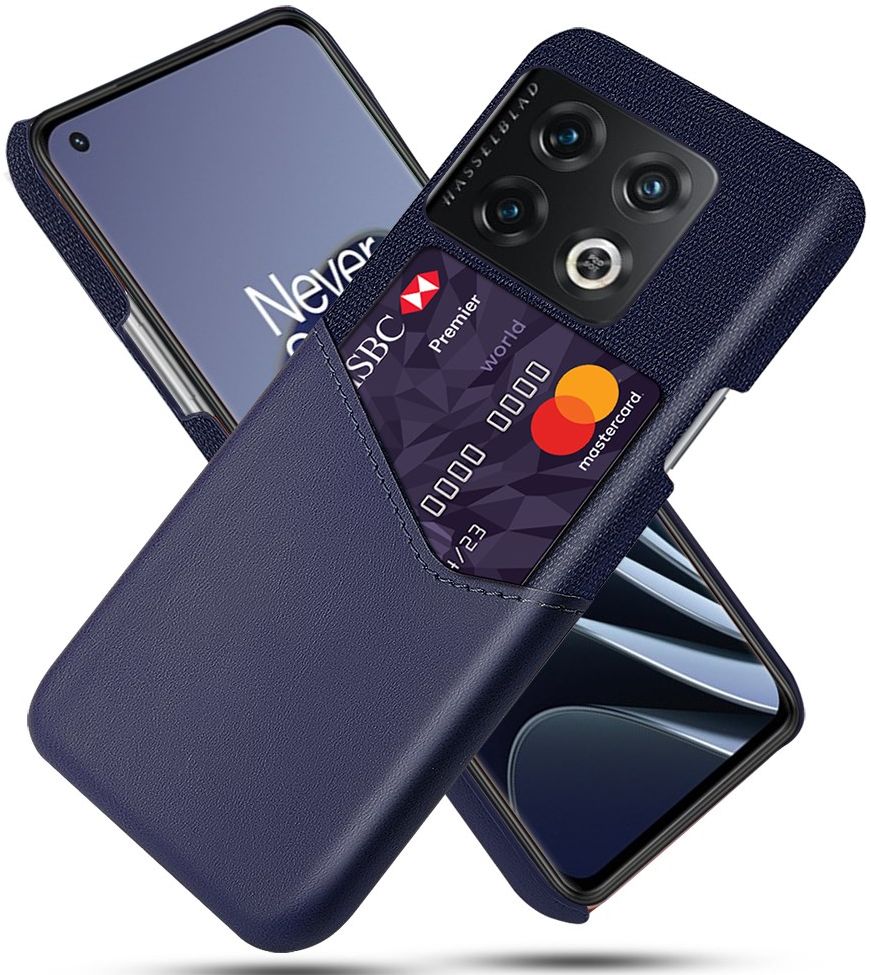 OnePlus 10 Pro Hoesje Back Cover met Kaarthouder Blauw afbeelding 1